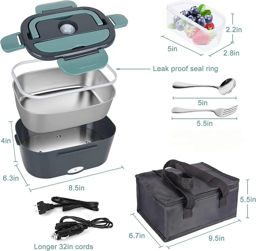 1.5L Portable Electric Lunch Box – 60W Food Warmer for Home & Car, Leak-Proof Design Keeps Meals Hot