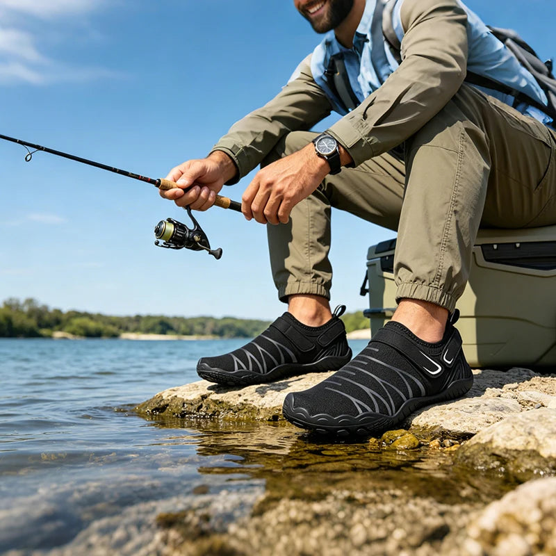 Men's Quick-Dry Water Shoes, Lightweight Barefoot Beach and Wading Sneakers