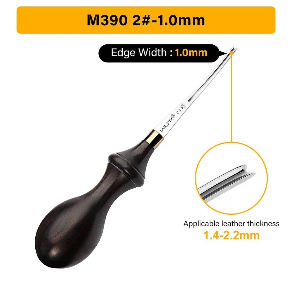 WUTA 1PC Leather Edge Beveler PRO Skiving Craft Work M390 / DC53 Steel Ebony Handle Cutter Edger Creaser Skiver Leather Tools