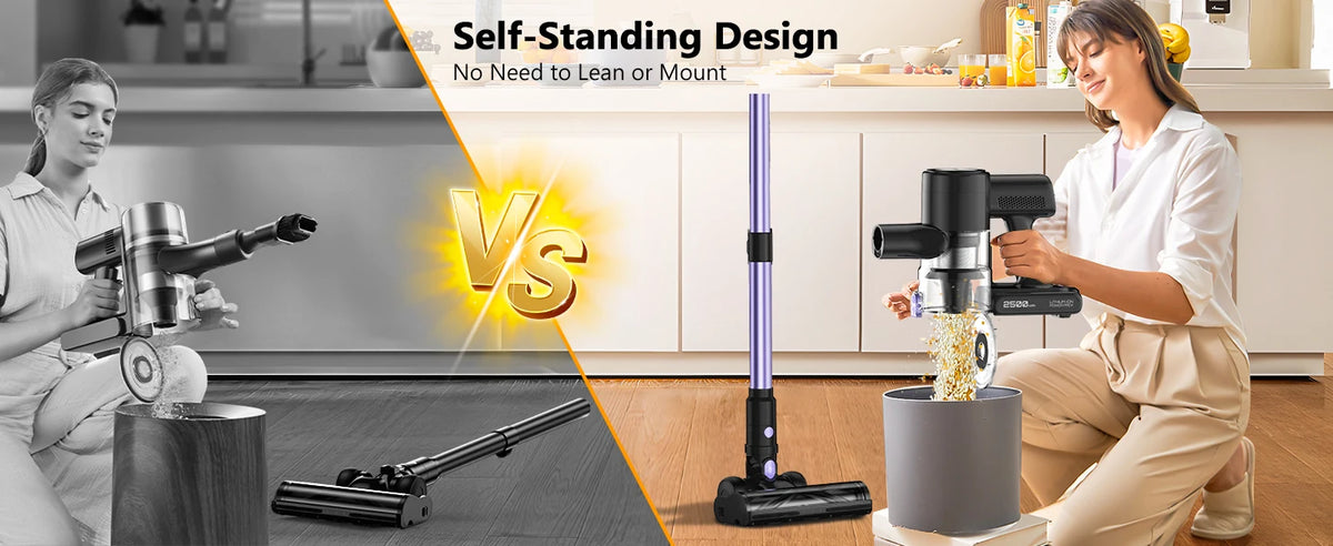 500W/55KPA Self-Standing Cordless Vacuum Cleaner,60 Mins Handheld Vacuum Cleaners,Smart LED Screen Vacuum for Rug/Fur