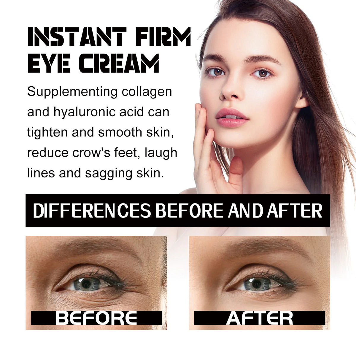 Instant Firming Collagen Eye Cream, Hydrating Lifting Under-Eye Cream for Puffiness