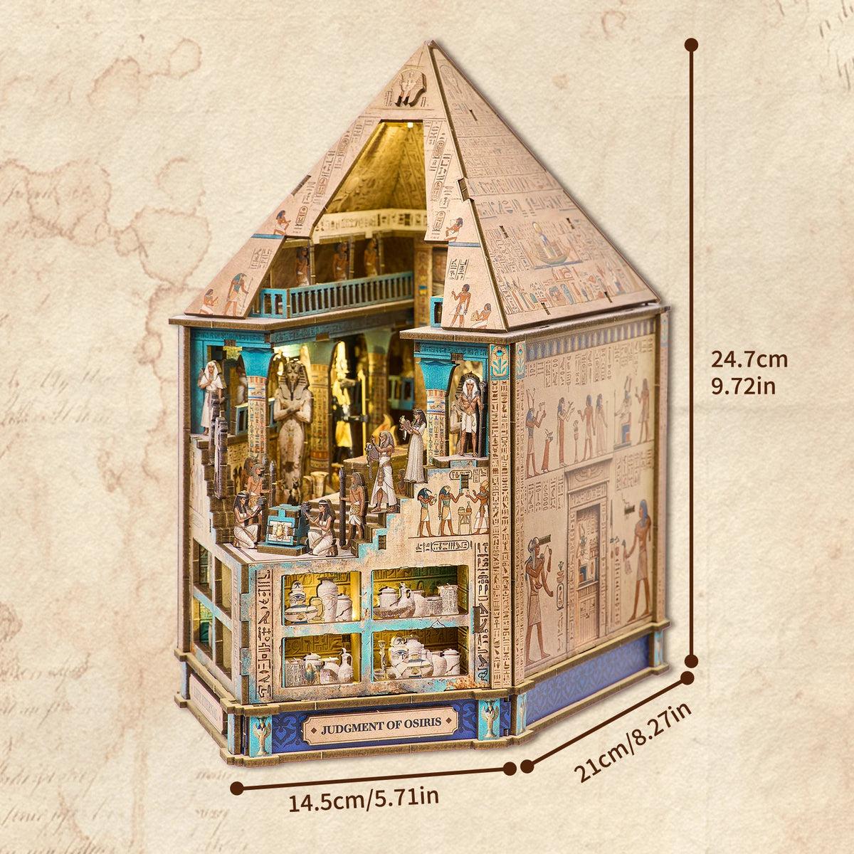 DIY Book Nook Kit, Egyptian Pyramid 3D Wooden Bookshelf Insert