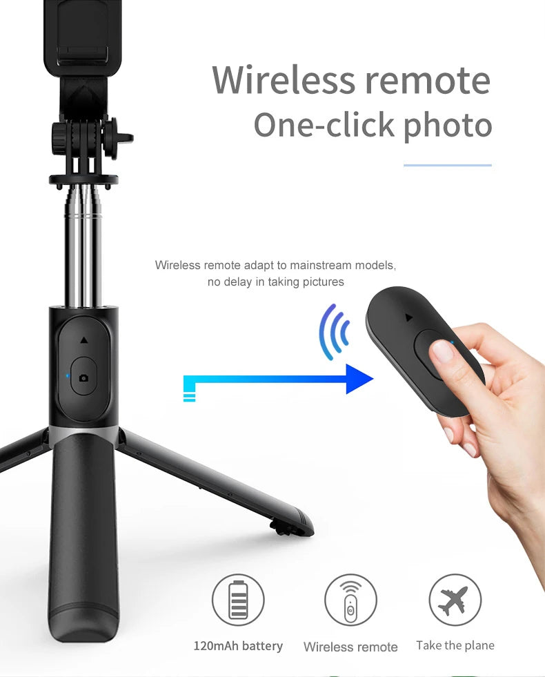 40 inch Retractable Selfie Stick Professional Floor Tripod for Live Streaming, with Wireless Remote, 360° Rotation, Stable Anti-