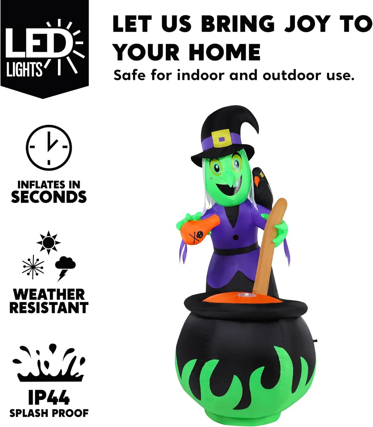 Halloween 6 ft Inflatable Witch and Bubbling Cauldron with Lights