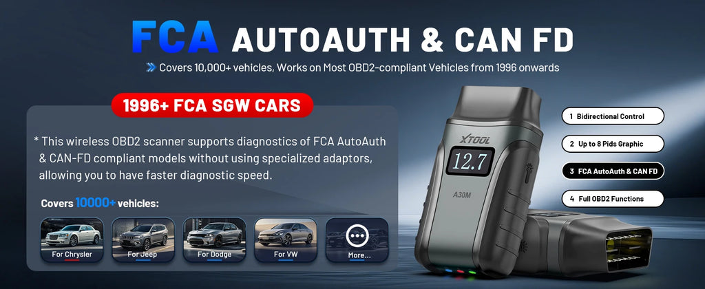 A30M V2.0 All System Car Diagnostic Tools Bluetooth OBD2 Scanner Active Test 26+ Reset CAN FD