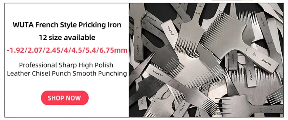WUTA 1pc High Quality Sharp Leather Chisel French Style Pricking Iron Die-steel Leather Punching Tool Polish-2.7/3.0/3.38/3.85mm