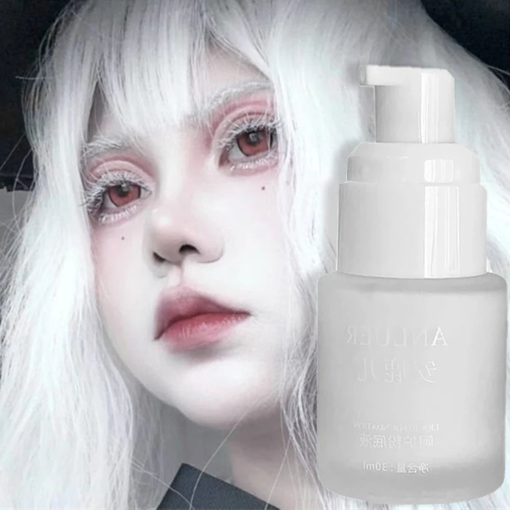 White Liquid Foundation Blending Pure Silky Creamy Matte Long-Wearing Transfer-Resistant for Stage Cosplay Halloween Makeup 30ml