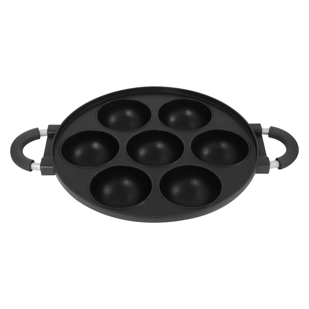 7-Hole Cake Mold Baking Pan with Handle Cake Cooking Pan Takoyaki Maker Non-stick Omelette Pan Kitchenware for Home Bakery Café