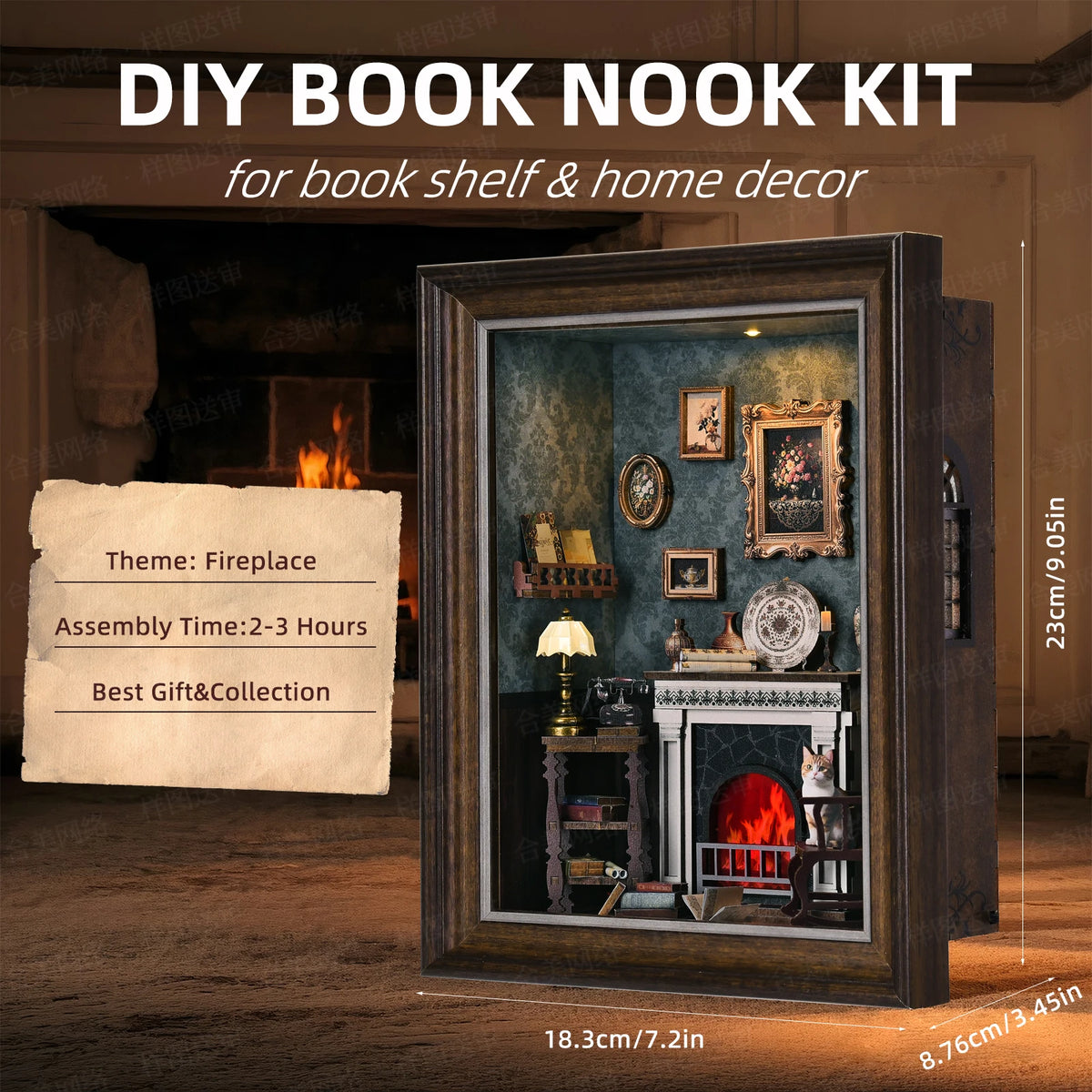 DIY Book Nook Kit, Tailor's Shop 3D Wooden Bookshelf Insert