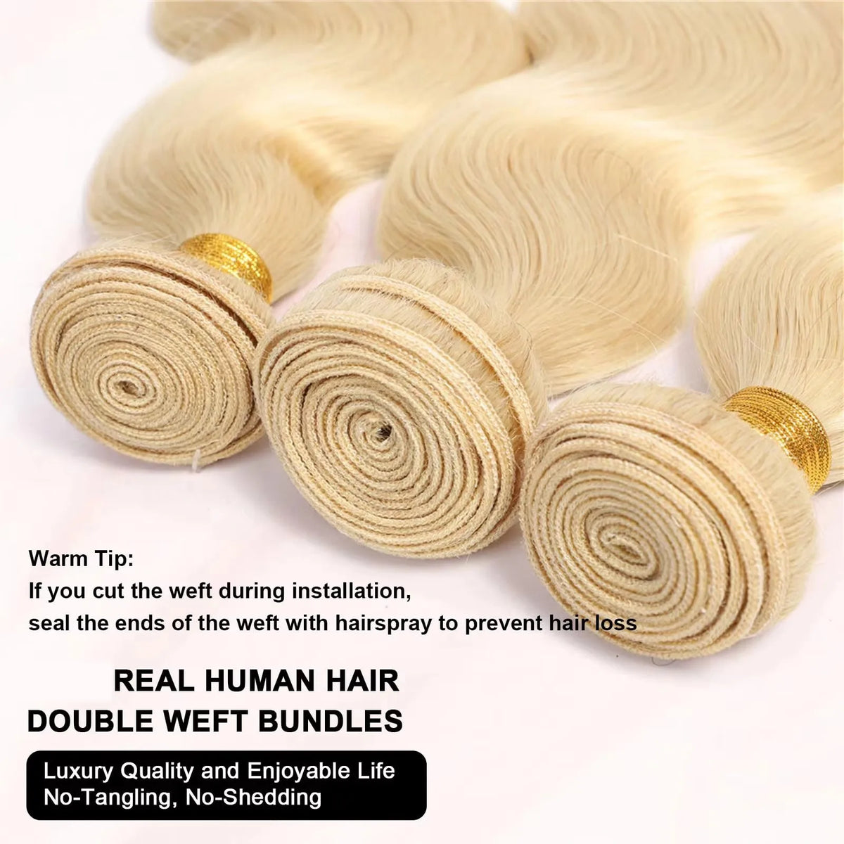 613 Blonde Body Wave Human Hair Bundles