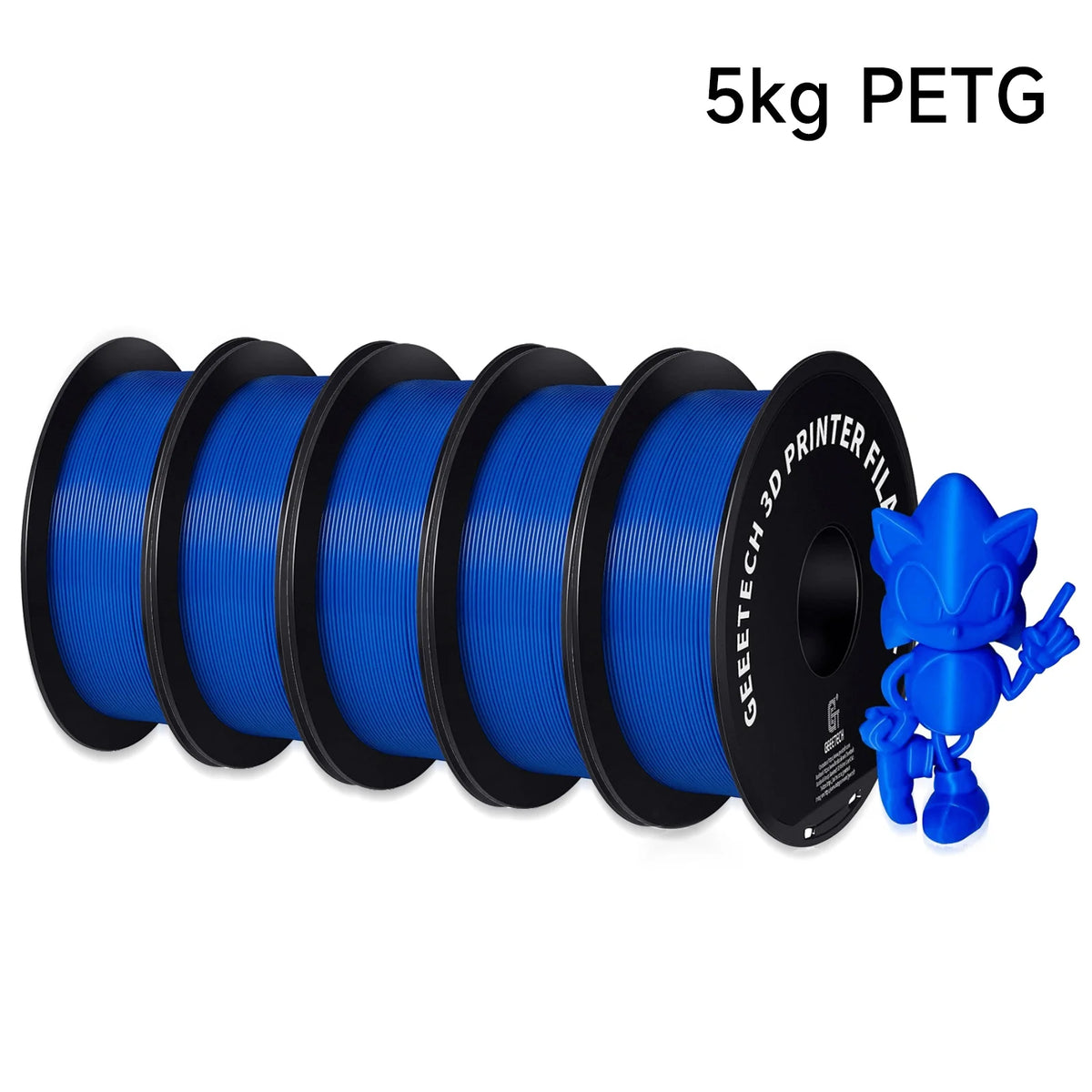 Geeetech PETG 3D Printer Filament 1.75mm 5kg, Durable Multi-Color Pack for FDM Printers