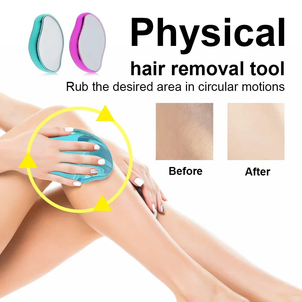 Crystal Hair Eraser, Reusable Physical Hair Removal Tool for Legs, Arms, Underarms and Body, Easy to Clean