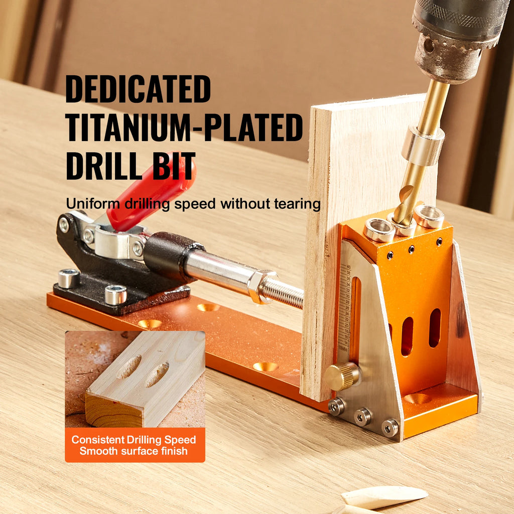 SucceBuy 30 Pcs Pocket Hole Jig Kit Adjustable & Easy to Use Pocket Hole Jig System with Step Drills Wrenches Drill Stop Rings