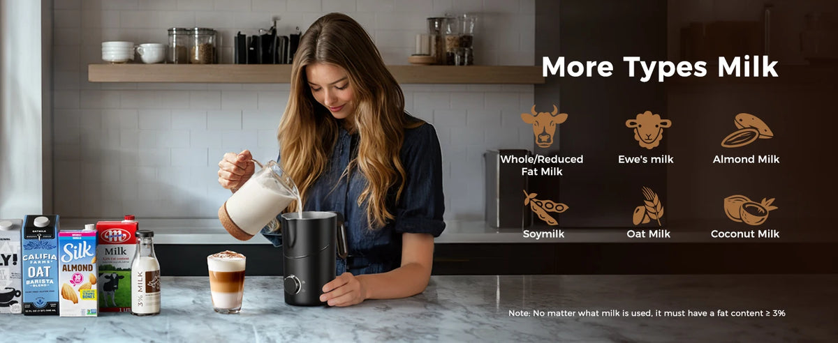 Electric Milk Frother Automatic Rotary Foamer for Coffee Cappuccino Latte Hot and Cold Foam Maker Split Type Milk Foamer