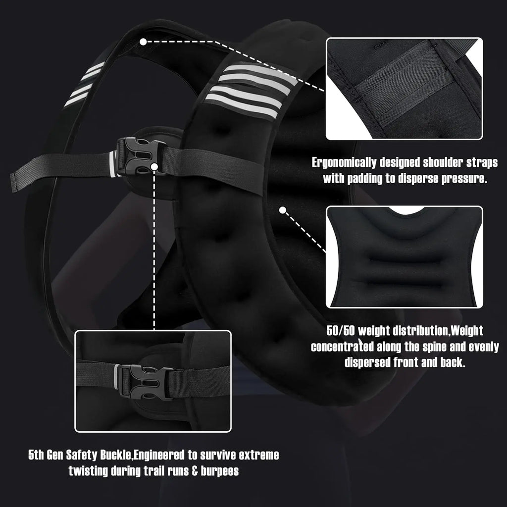 12 lb Weighted Vest with Reflective Stripe for Workouts