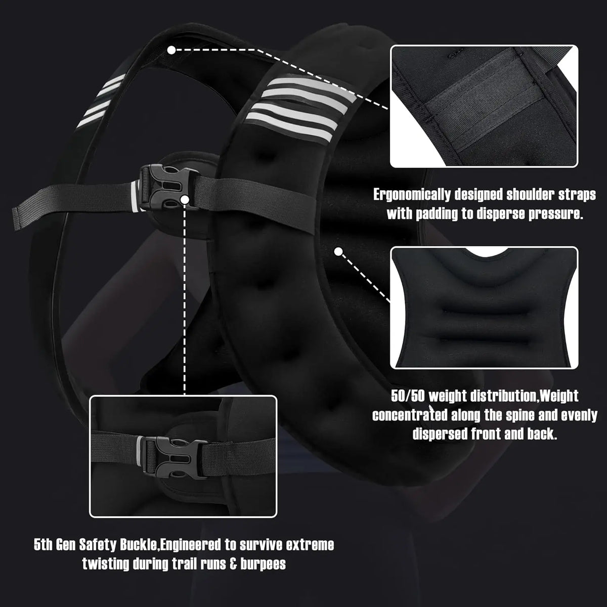 12 lb Weighted Vest with Reflective Stripe for Workouts