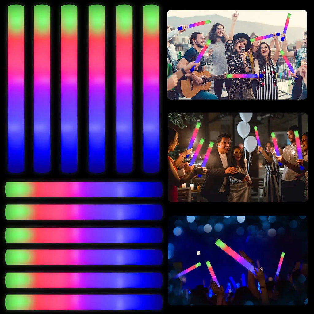 Glow Sticks Bulk 102Pack LED Light Up Foam Sticks 3 Modes Color Flashing,Glow Party Supplies for Wedding Birthday Concert