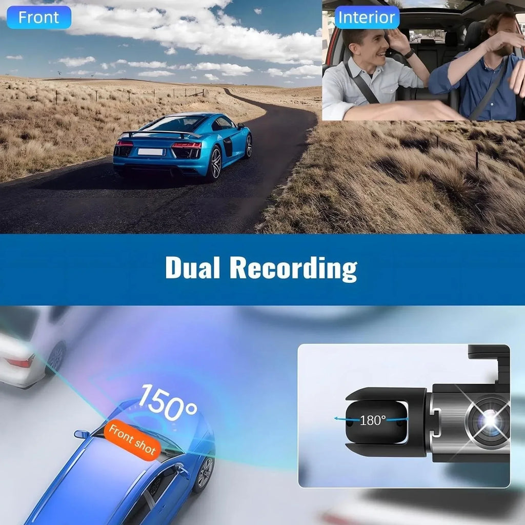 1080P HD Front and Rear Dash Camera for Car Driving Recorder with IR Night Vision G Sensor 3 1 6 Inch IPS Screen 150 Degree Wide Angle Dual Lens Car DVR for Seamless Loop Recording and Parking Guard Safety Shield