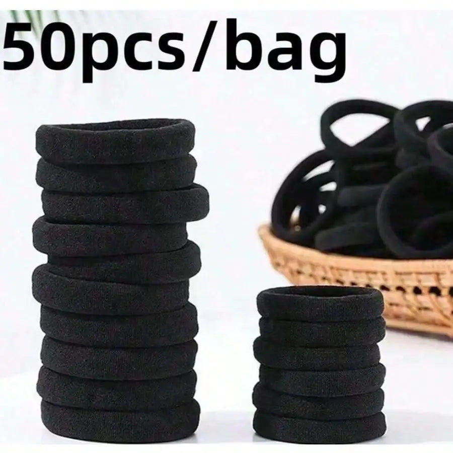 Black Elastic Hair Ties, 200 Pack