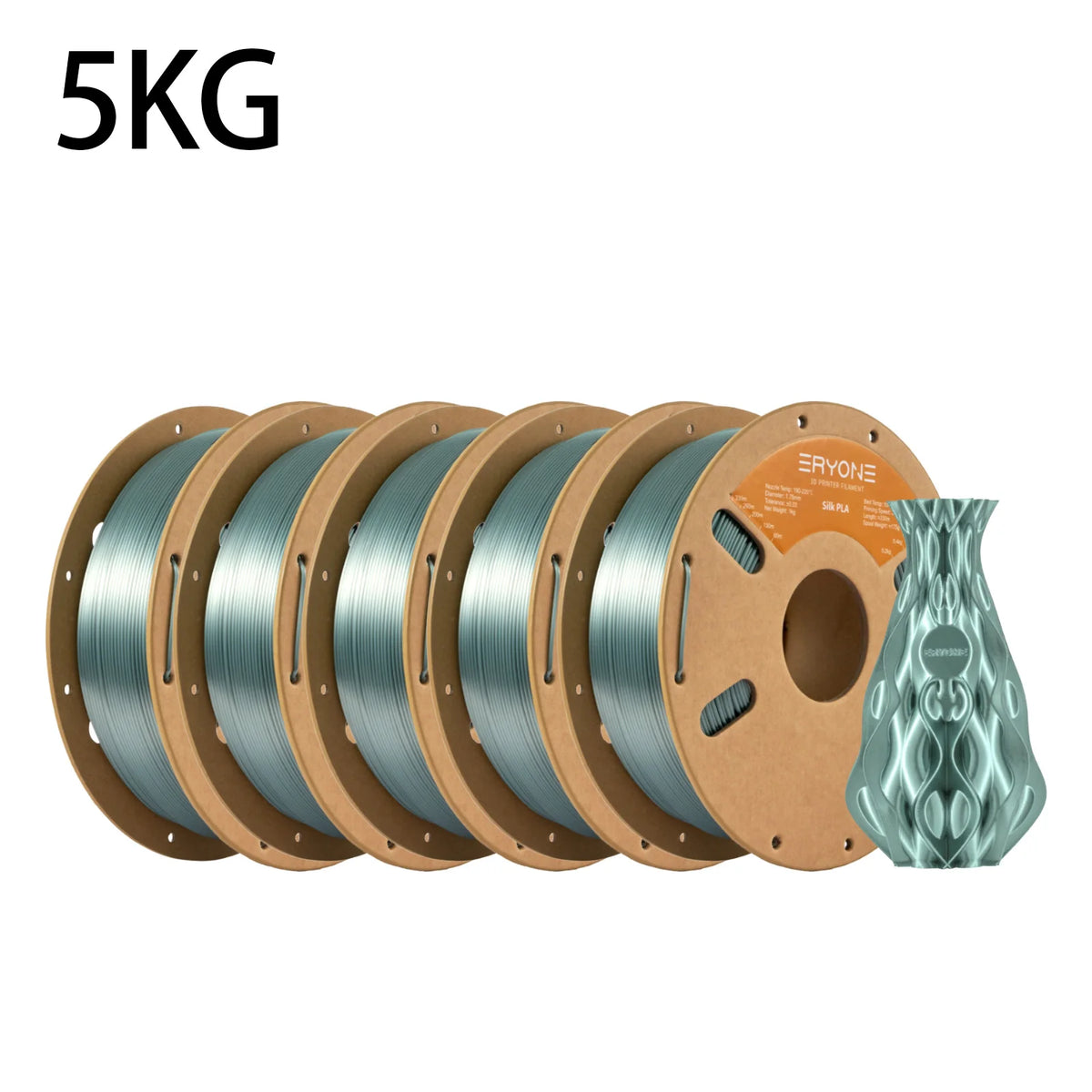ERYONE 1KG Silk PLA 3D Printer Filament 1.75mm, Premium Silk Shiny Finish Single Color, Glossy Smooth Surface 1kg Spool