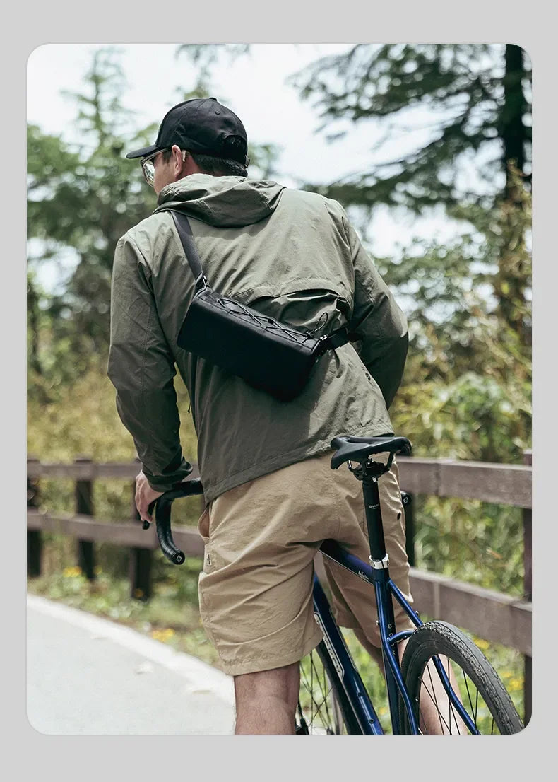 ROCKBROS Bike Handlebar Bag Portable 1.5L Multifunctional Shoulder Bag Highly Reflective Strap Crossbody Cycling Frame Tube Bag