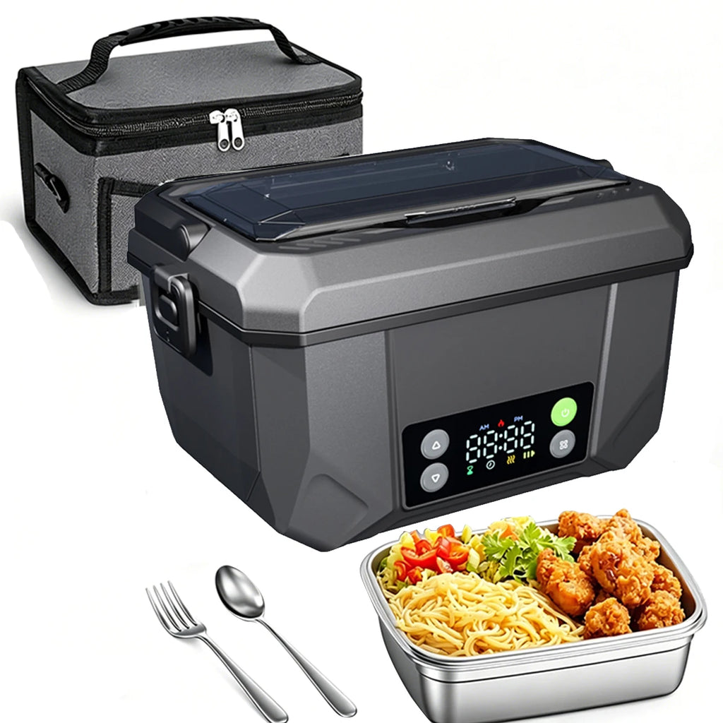 1500ML Electric Heating Lunch Box USB Rechargeable Portable Food Warmer Container with Display Screen Home Office Car Travel Food Storage Box