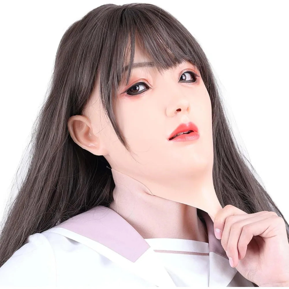 Full HeadMask Realistic Silicone Head Mask Cover Cosplay Halloween Crossdressing Mask Male to Female Crossdresser Disguise