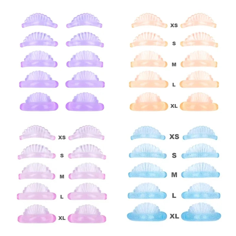 Silicone Eyelash Perm Pads, 5 Pairs, Shell Shaped 3D Lash Lifting Rods and Curler Shields