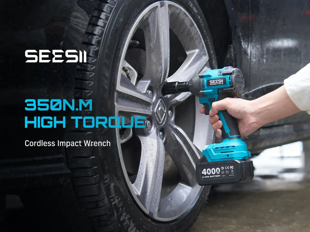 Seesii 3-In-1 Tool Combo Kit Rotary Hammer Drill Impact Wrench Angle Grinder Electric Brushless Cordless Battery Powered Tool Kits with 2x4.0Ah Batteries for Car Home Heavy-duty