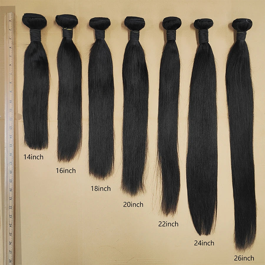 Straight Human Hair Bundles with Lace Closure