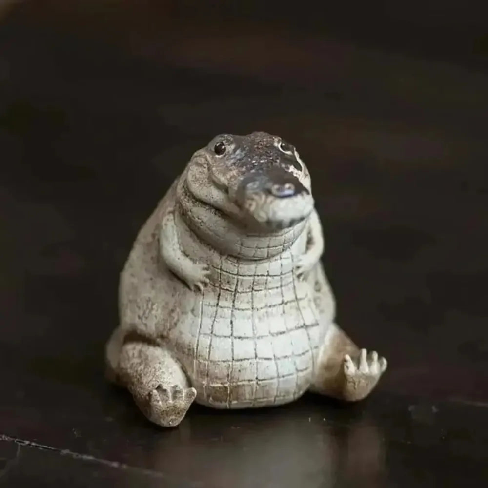 1PC Boutique Tea Pet Small Crocodile Tea Pet Ornament Handmade Tea Ceremony Tea Game Financial Tea Table Gift