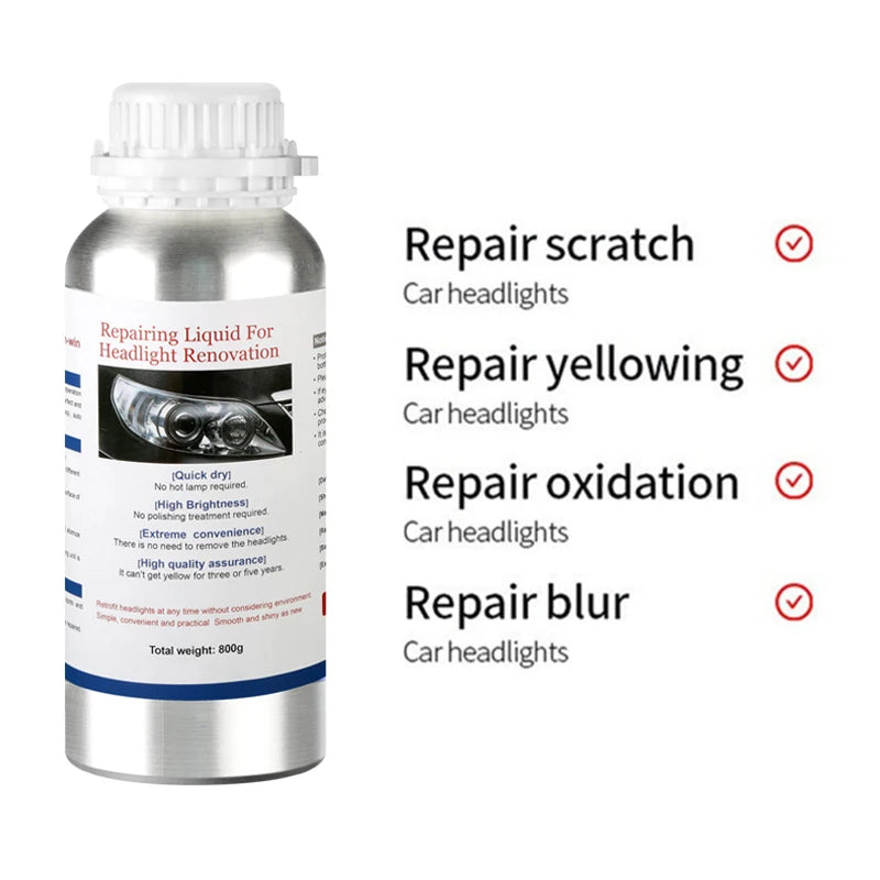 Car Headlight Restoration Kit, Liquid Polymer Headlamp Polish and Repair Set