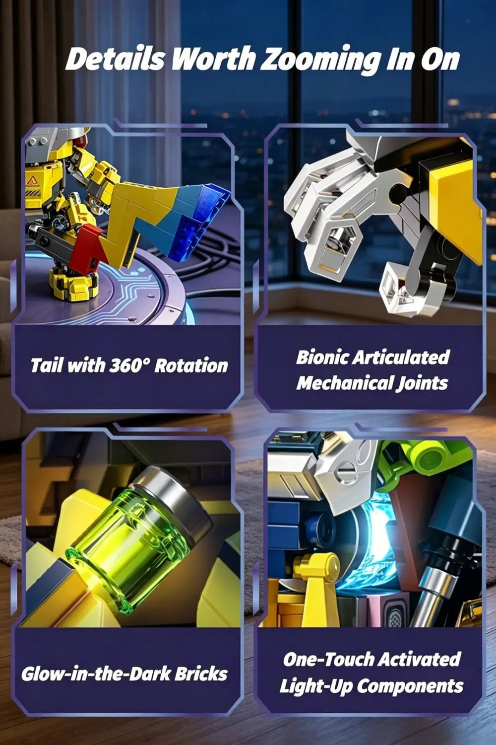 KAVOWORLD 1505PCS Mechanical Mouse Mecha Building Blocks Model Kit 360° Rotatable Tail Articulated Joints DIY Assembly Sci-Fi Figurine Half Cute Punk Construction Toy for Gaming Room Office Decor New Year Holiday Chrismas Gi
