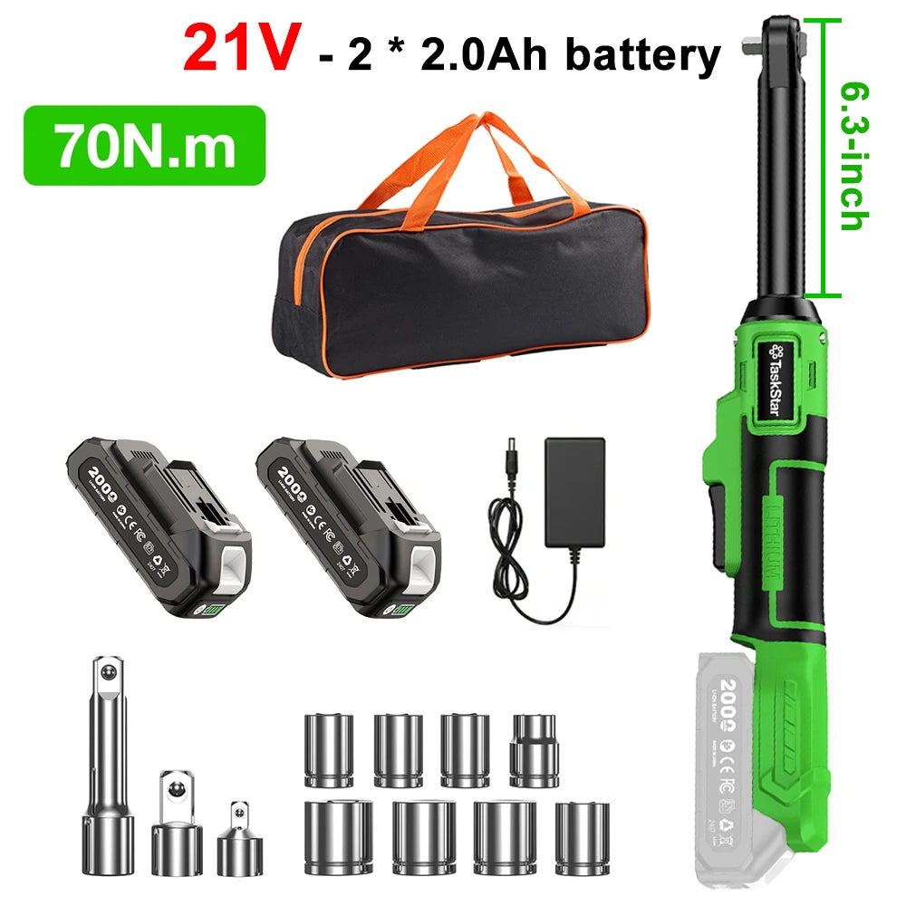 TaskStar 6.3-inch Extended Ratchet Wrench 3/8" Driver Cordless Electric Wrench Car Dismantling Power Tool For DIY Car Mechanic