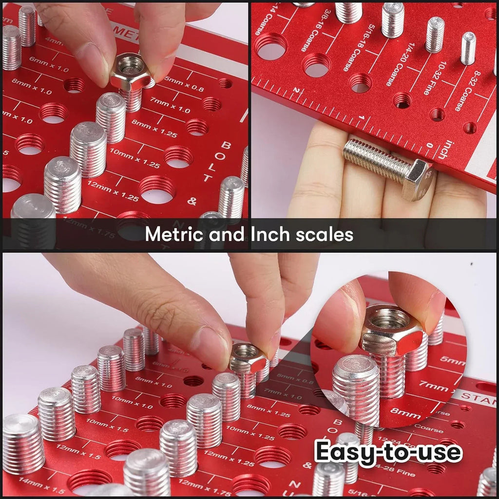 Nut and Bolt Thread Gauge Set for Standard and Metric Threads 19 Standard Sizes 15 Metric Sizes Inch Male and Female Screw Identifier Measurement Gauge Tool for Garage Workshop Home Improvement Hardware Fasteners