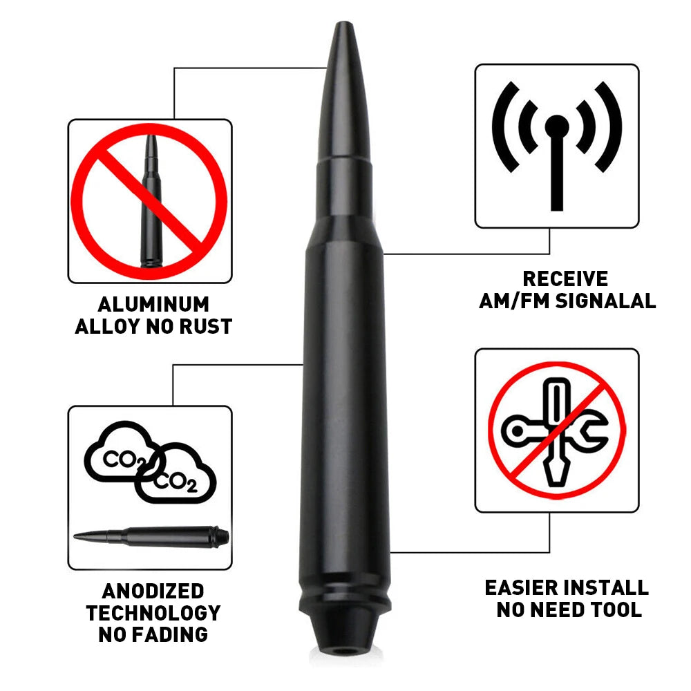 14cm Car Roof Antenna Bullet Radio Whip Aerial Antenna Pole AM/FM Radio Car Pole Universal with Screws Car Antenna Mini Short