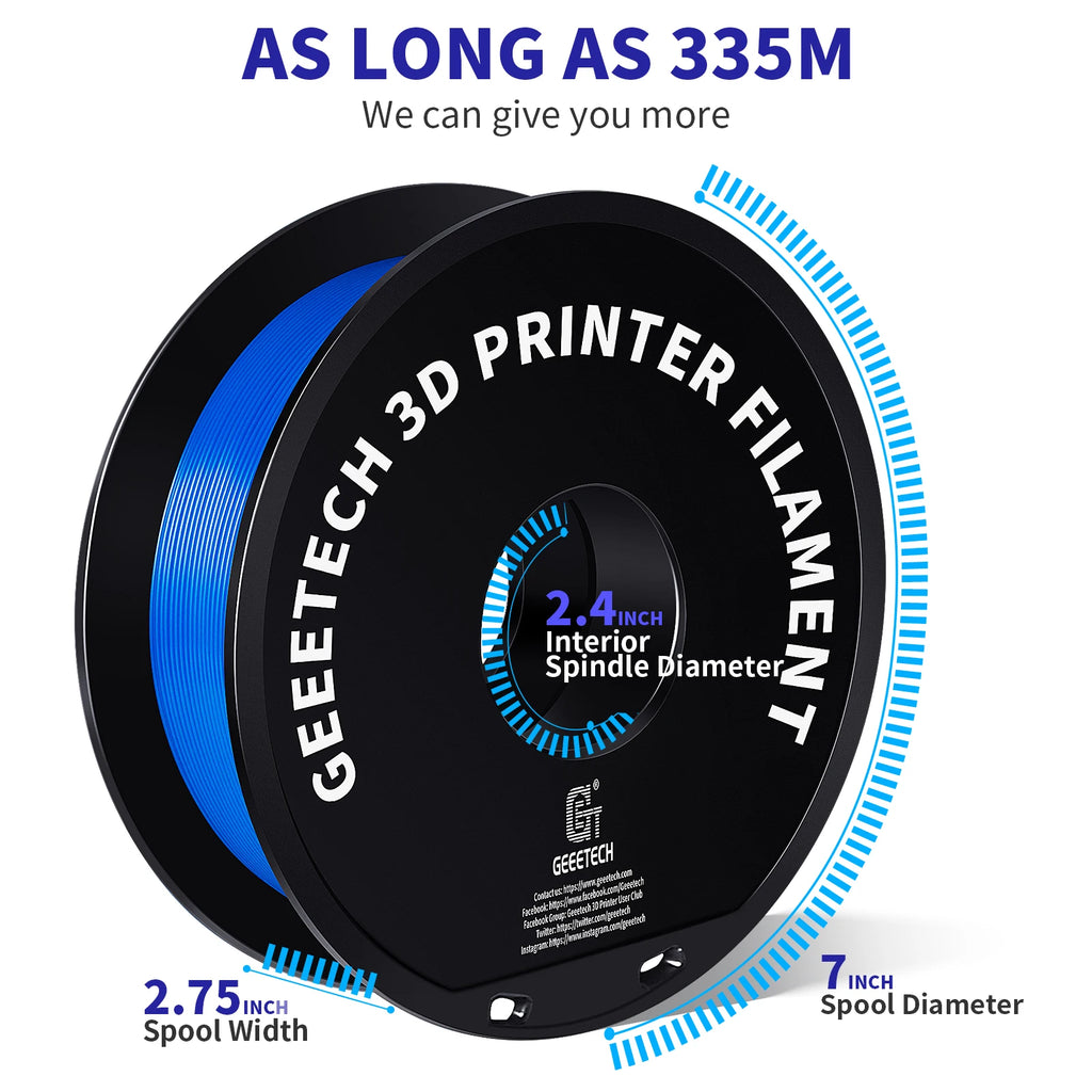 GEEETECH PETG Filament 1KG 1.75mm ±0.03mm For 3D Printer, 1KG (2.2LBS) , Vacuum Packing, Tangle-Free
