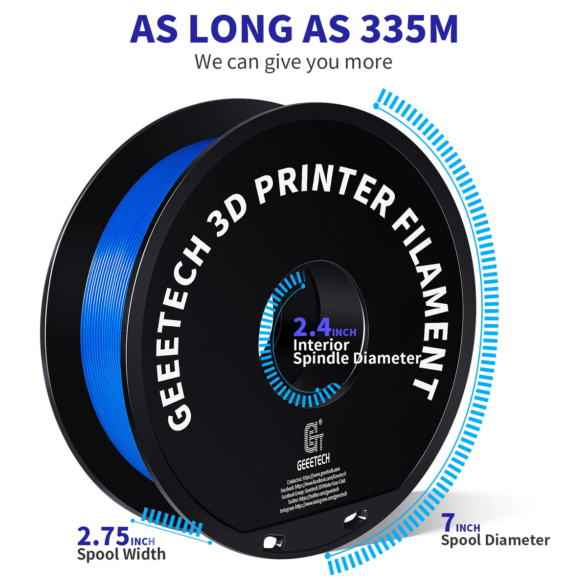 GEEETECH PETG Filament 1KG 1.75mm ±0.03mm For 3D Printer, 1KG (2.2LBS) , Vacuum Packing, Tangle-Free
