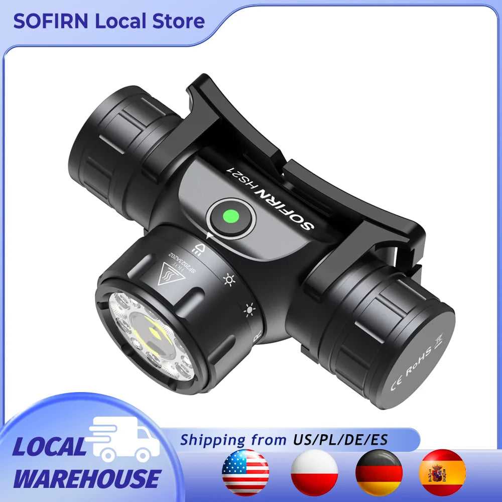 Sofirn HS21 2000lm Rechargeable LED Headlamp, USB-C 18650 EDC Flashlight