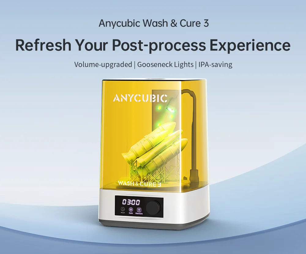 ANYCUBIC Wash & Cure 3 Curing Washing Machine For SLA LCD Resin 3D Printer For Photon Mono 4/4 Ultra Cleaning Size 165*100*165mm