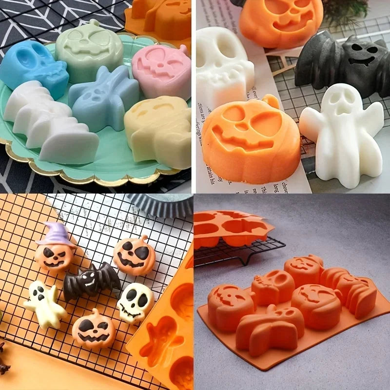 Halloween Silicone Candy Mold – Pumpkin, Skull, Bat and Ghost Shapes