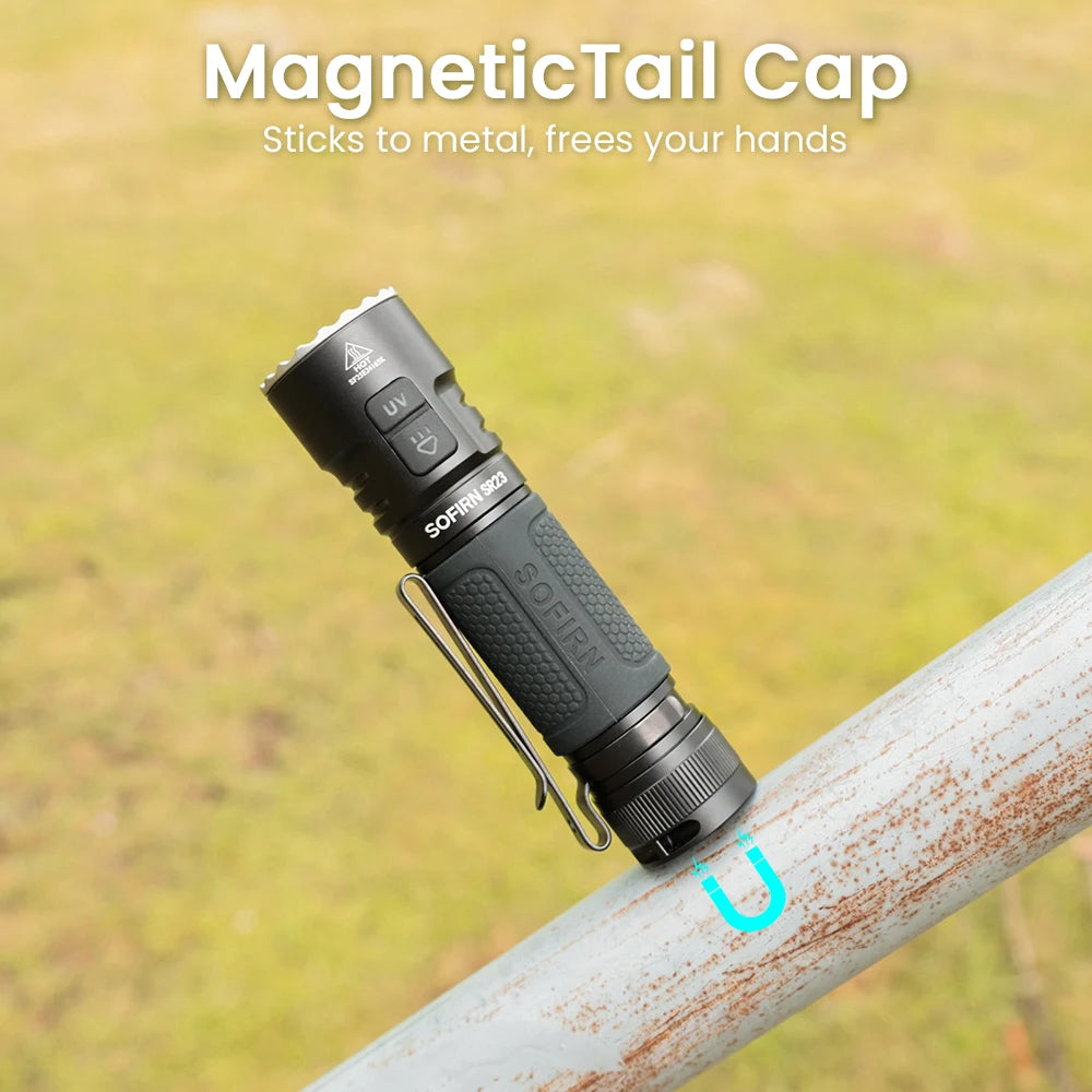 SOFIRN SR23 Flashlight EDC TN3535 3000LM 365nm UV SST08 USB-C 21700 Rechargeable Light With Dual Switch