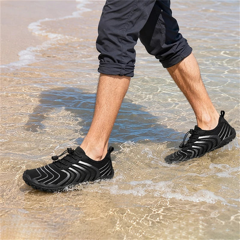 Men's Quick-Dry Water Shoes, Lightweight Barefoot Beach and Wading Sneakers