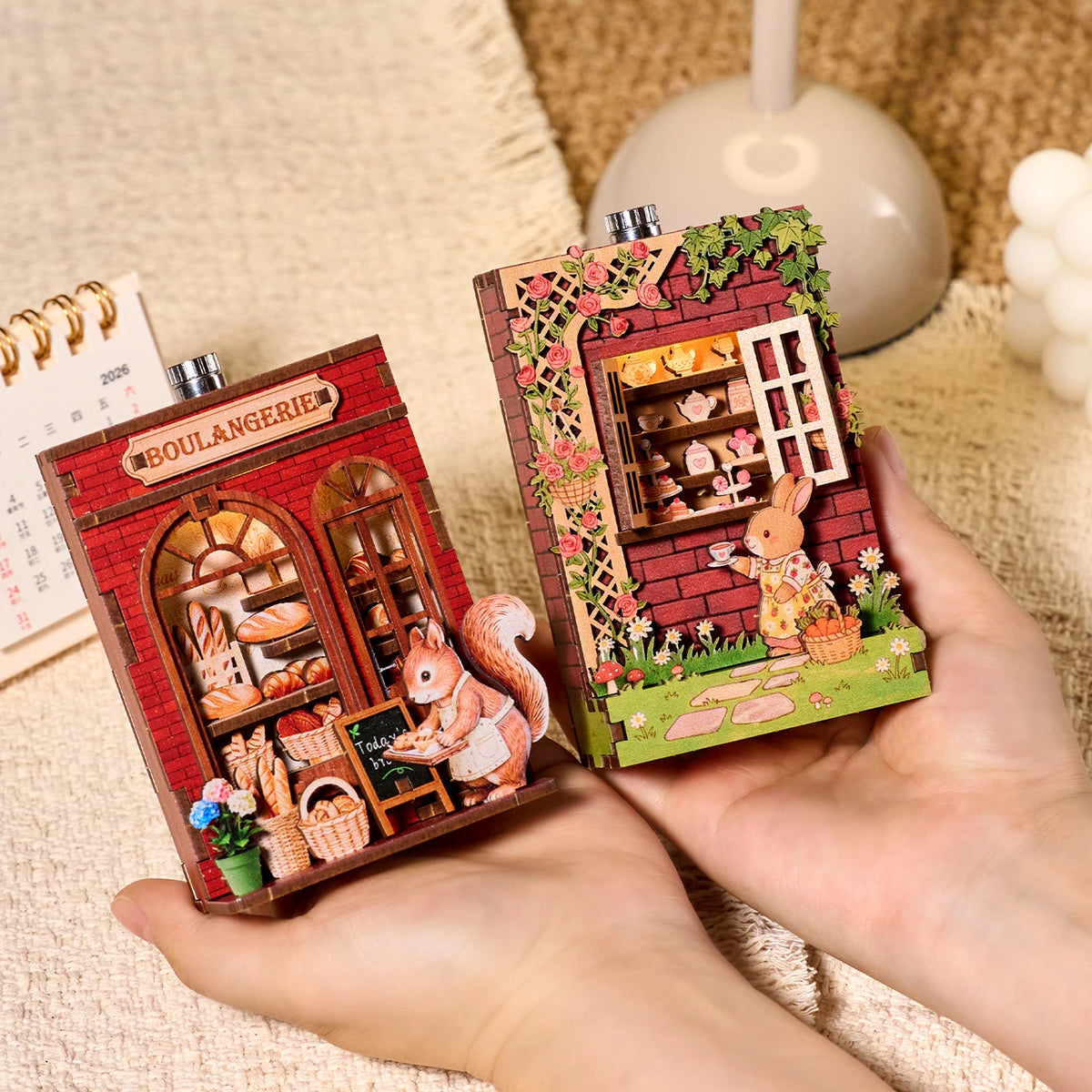 Fridge Magnet DIY Book Nook Kit 3D Puzzle Toy Dollhouse Shop Animal Mini House Furniture Creative Assembly Model Decoration
