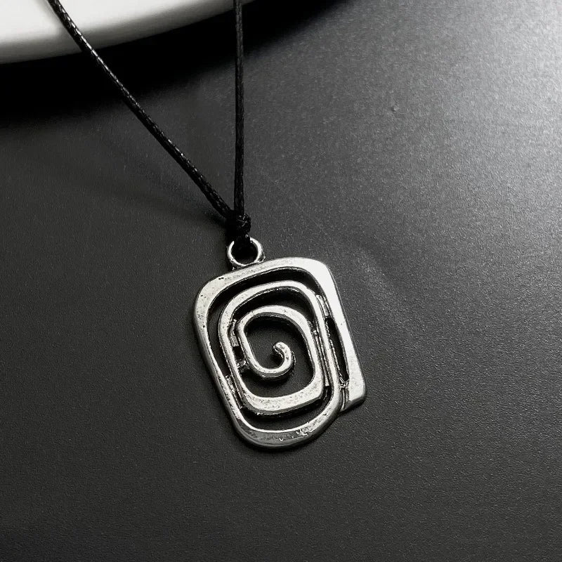 Vintage Spiral Vortex Pendant Necklace Hand-woven Leather Rope Necklace for Women Boho Goth Necklace Fashion 2026 Y2K Jewelry
