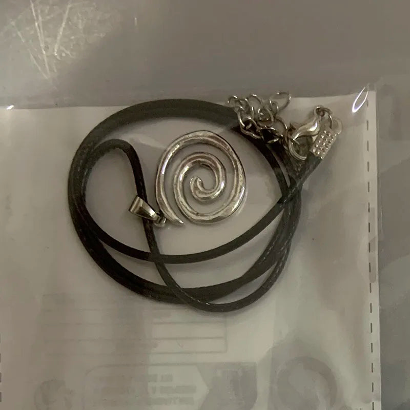 Vintage Spiral Vortex Pendant Necklace Hand-woven Leather Rope Necklace for Women Boho Goth Necklace Fashion 2026 Y2K Jewelry