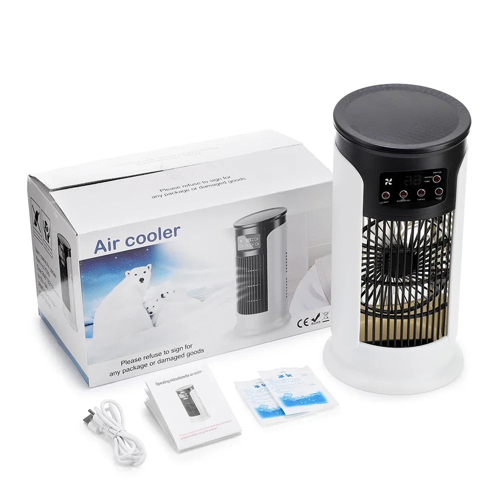 3 In 1 Household Fan Air Conditioner Portable 6-gear Air Cooler LED Night Light Humidifier Air Adjustment Fan Office Home Fan