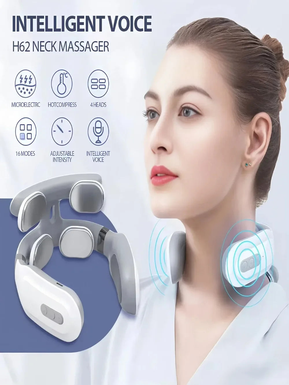 1 Pc Smart Portable Neck Shoulder Massager, Rechargeable Electric Massage Machine, for Home & Office Daily