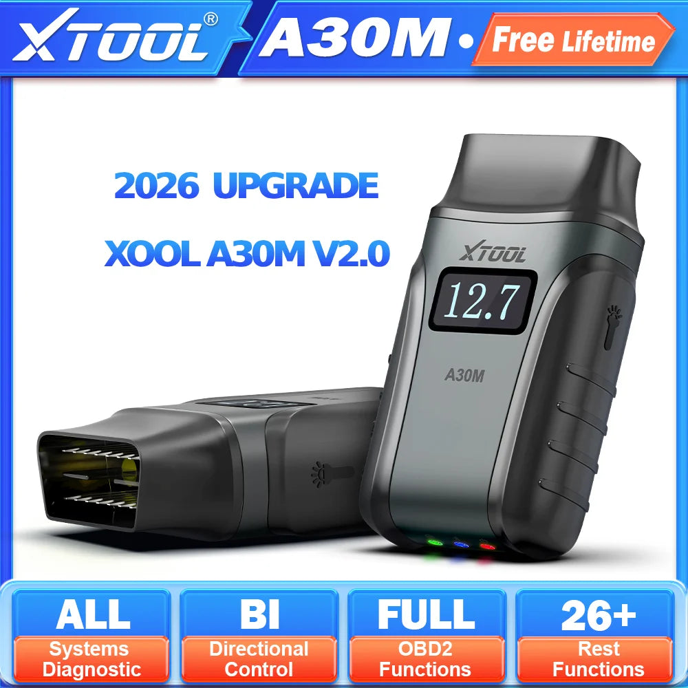 A30M V2.0 All System Car Diagnostic Tools Bluetooth OBD2 Scanner Active Test 26+ Reset CAN FD