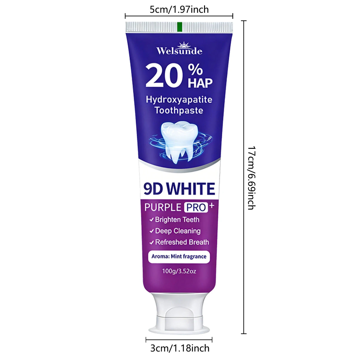 PRO+WHITE Whitening Toothpaste 8D 9D Deep Cleaning Breath Freshener Oral Care 2 X 100g